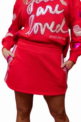 Streetwear ZipperedSecurity You Are Loved Skort In Red