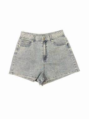 Weightless Travel Design Good Luck Stretch Denim Shorts In Light Wash