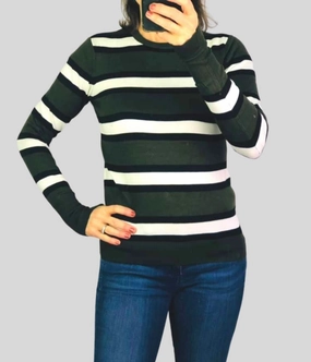 Green & Black Striped Jumper Comfy Must-Have