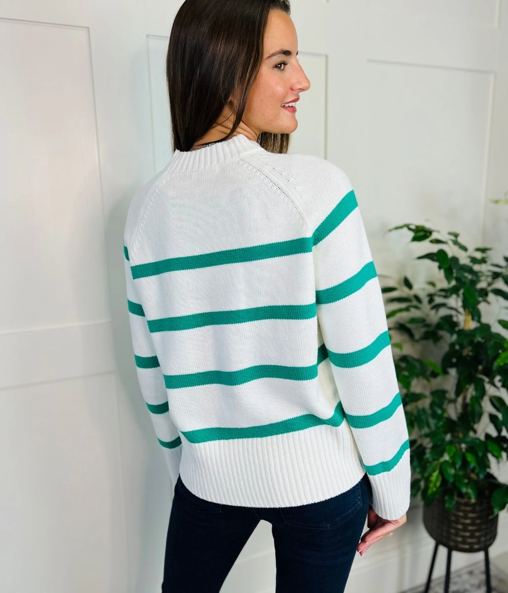 Perfect Fit Ultimate Layer Green Cotton Rich Stripe Jumper