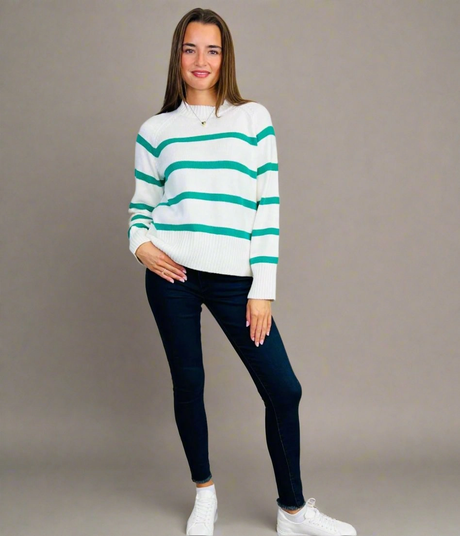 Quick Comfort Wear Low carbon footprint Green Cotton Rich Stripe Jumper