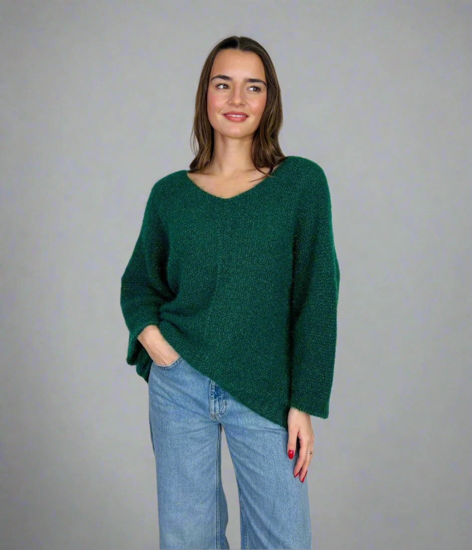 Green Maddie Relaxed Jumper Abrasion Resistant Edging