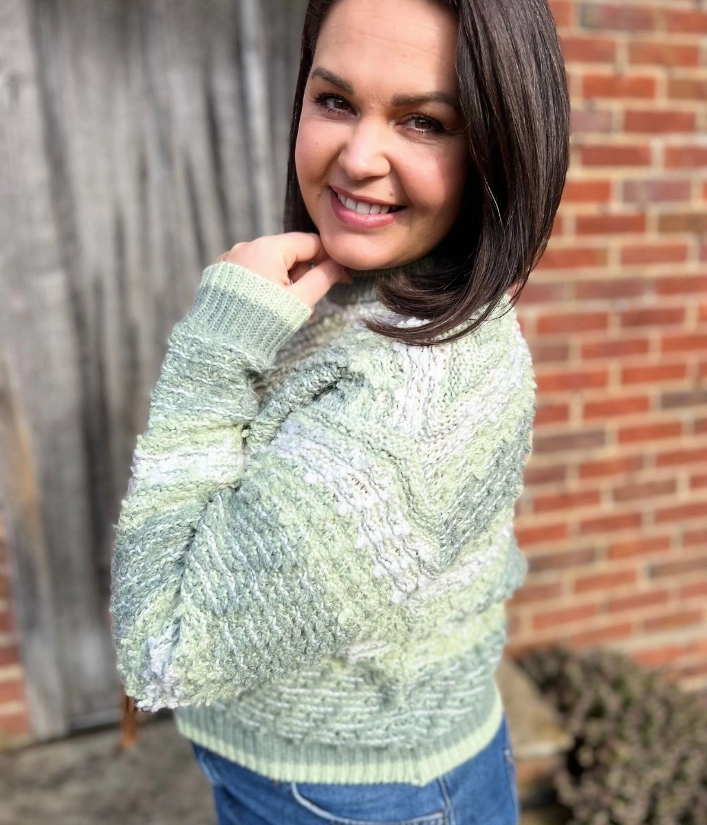 All Day Wear Knit Design Wear Green Textured Patterned Jumper