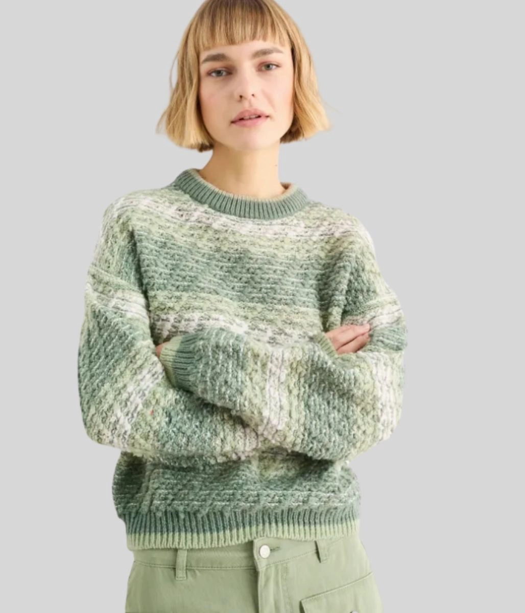 Green Textured Patterned Jumper Sport Flex Wear Low carbon footprint
