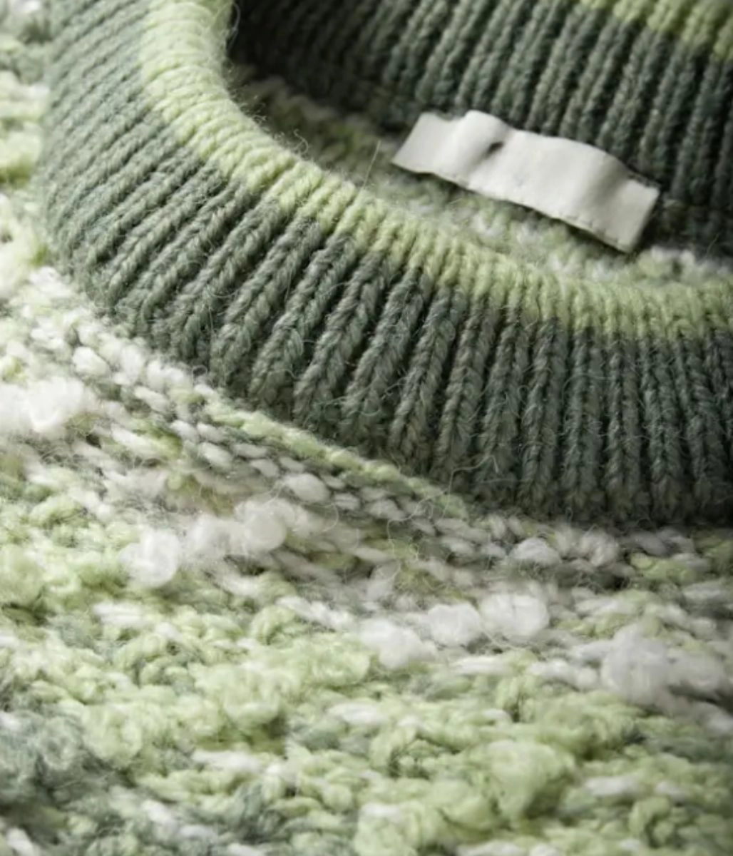 Green Textured Patterned Jumper Cozy Vibes