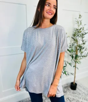 Grey Sparkle Front Top Breathable fabric MidweightJersey