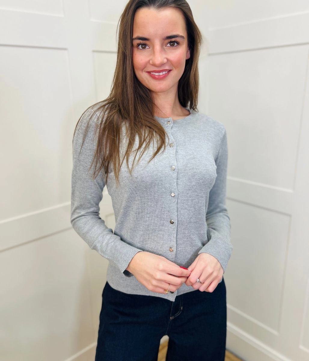 Minimalist Fit Grey Button Through Cardigan