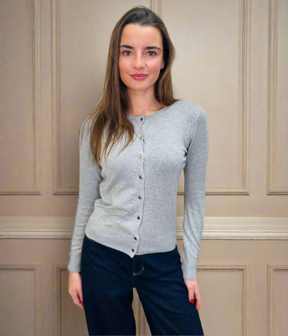 Anti Static Treatment Lightweight insulation Grey Button Through Cardigan