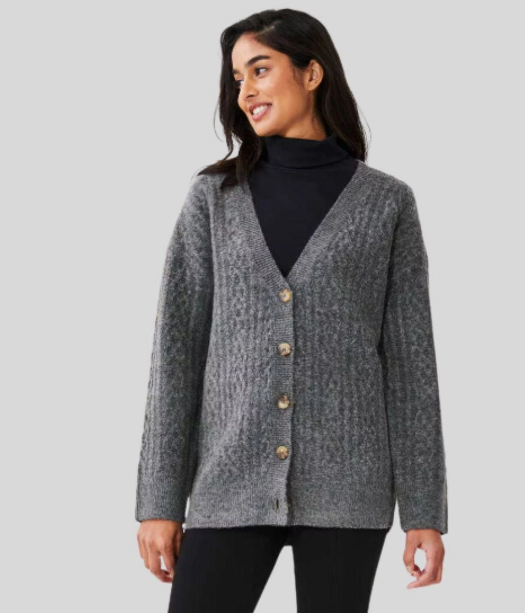 Effortless Layer Grey Cable Knit Cardigan