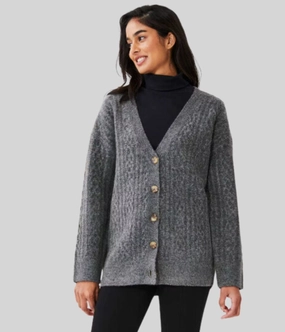 Effortless Layer Grey Cable Knit Cardigan