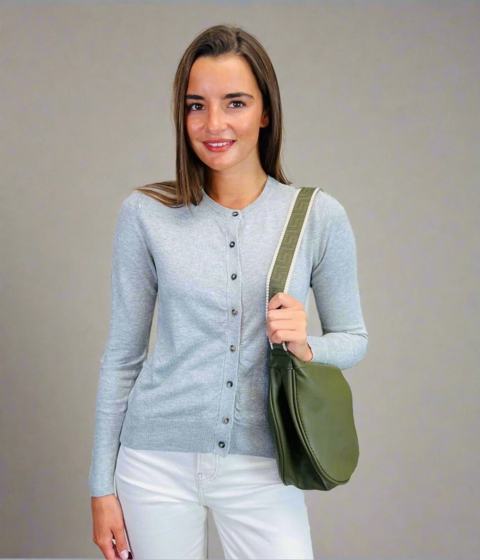 Active Comfort Grey Classic Round Neck Cardigan