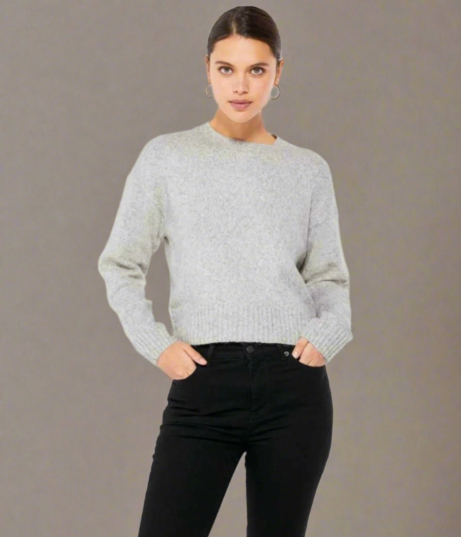 Grey Fine Knit Cropped Jumper Perfect Wear Tagless Labeling