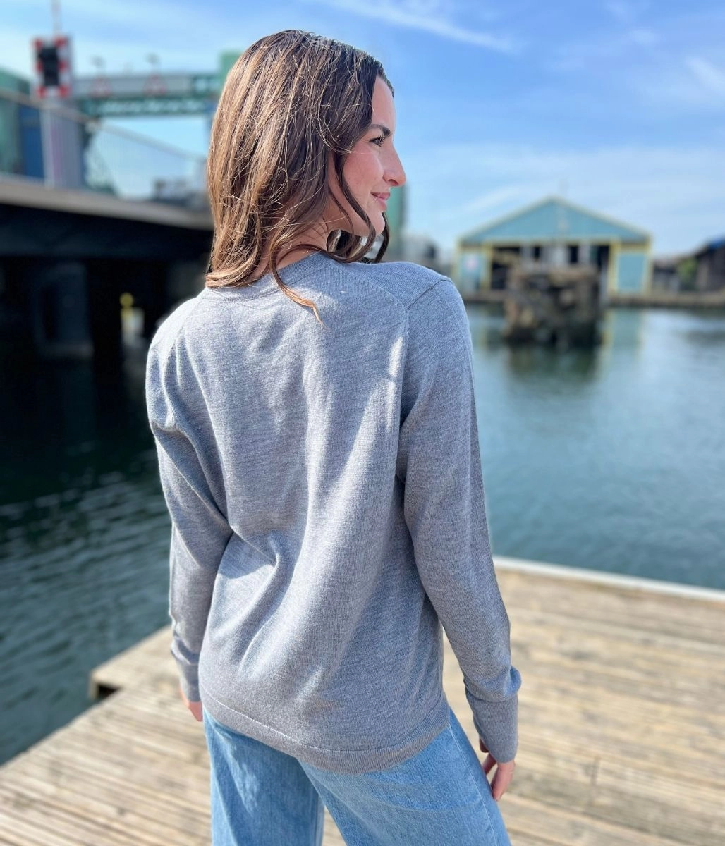 Thermal Insulation Warm Fashion Grey Merino Wool Cardigan