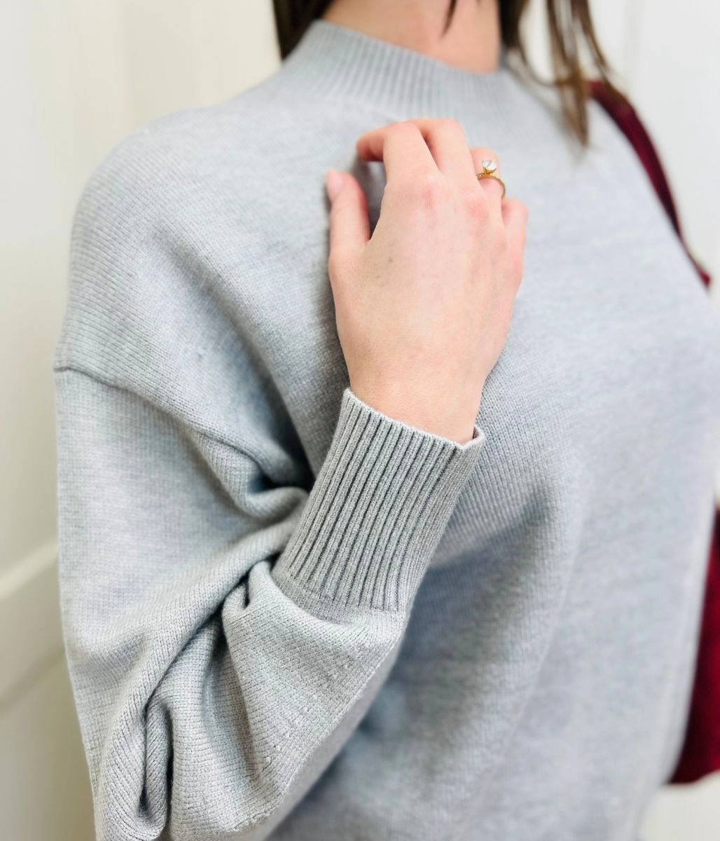 Cozy Layers Eco Friendly Dye Process Grey Relaxed Cotton Blend Jumper