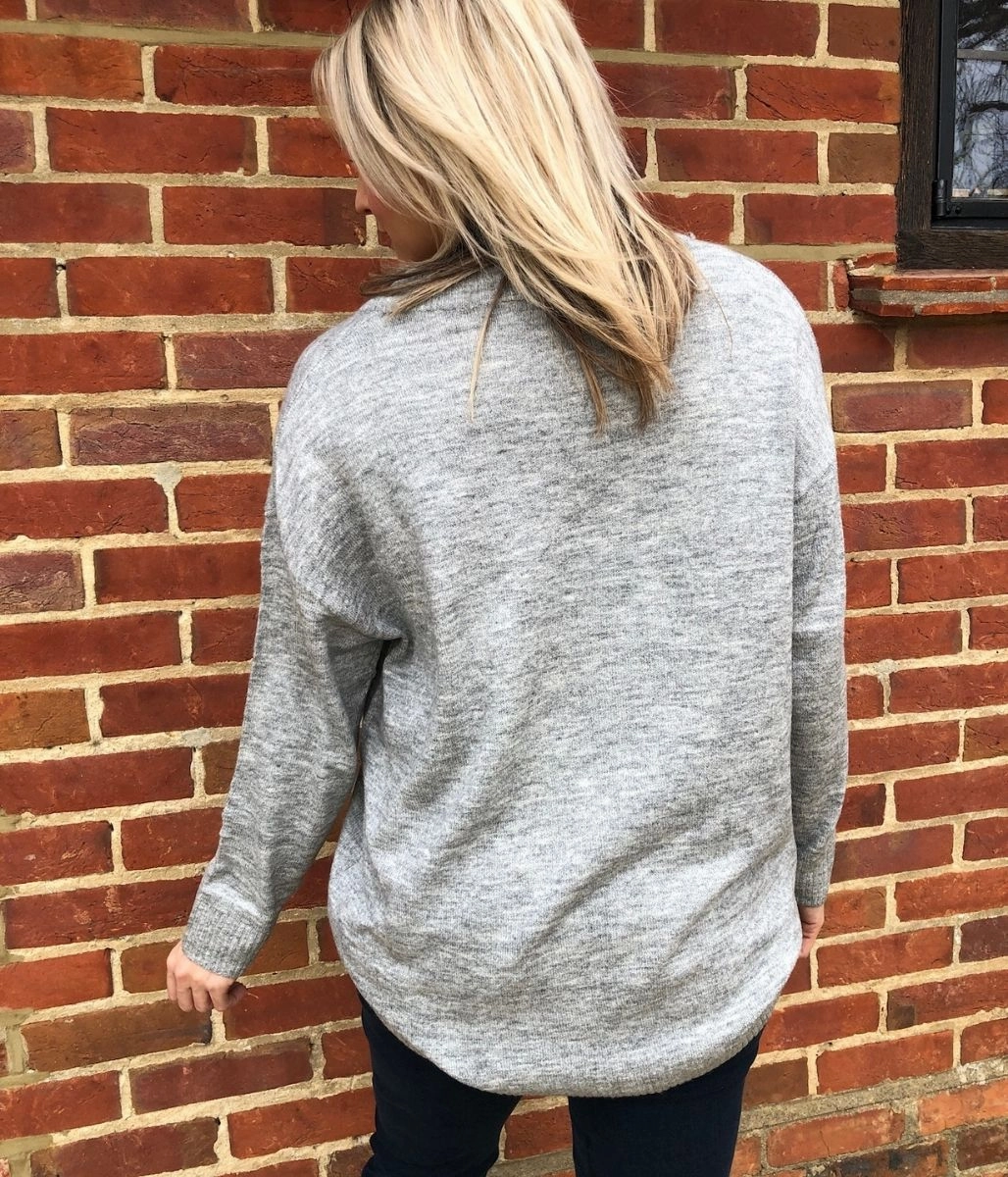 Flexible Waist Grey Relaxed Style Jumper
