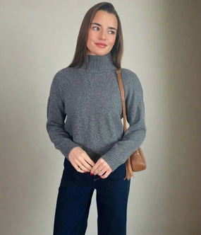 Grey Soft Funnel Neck Jumper Effortless Layer