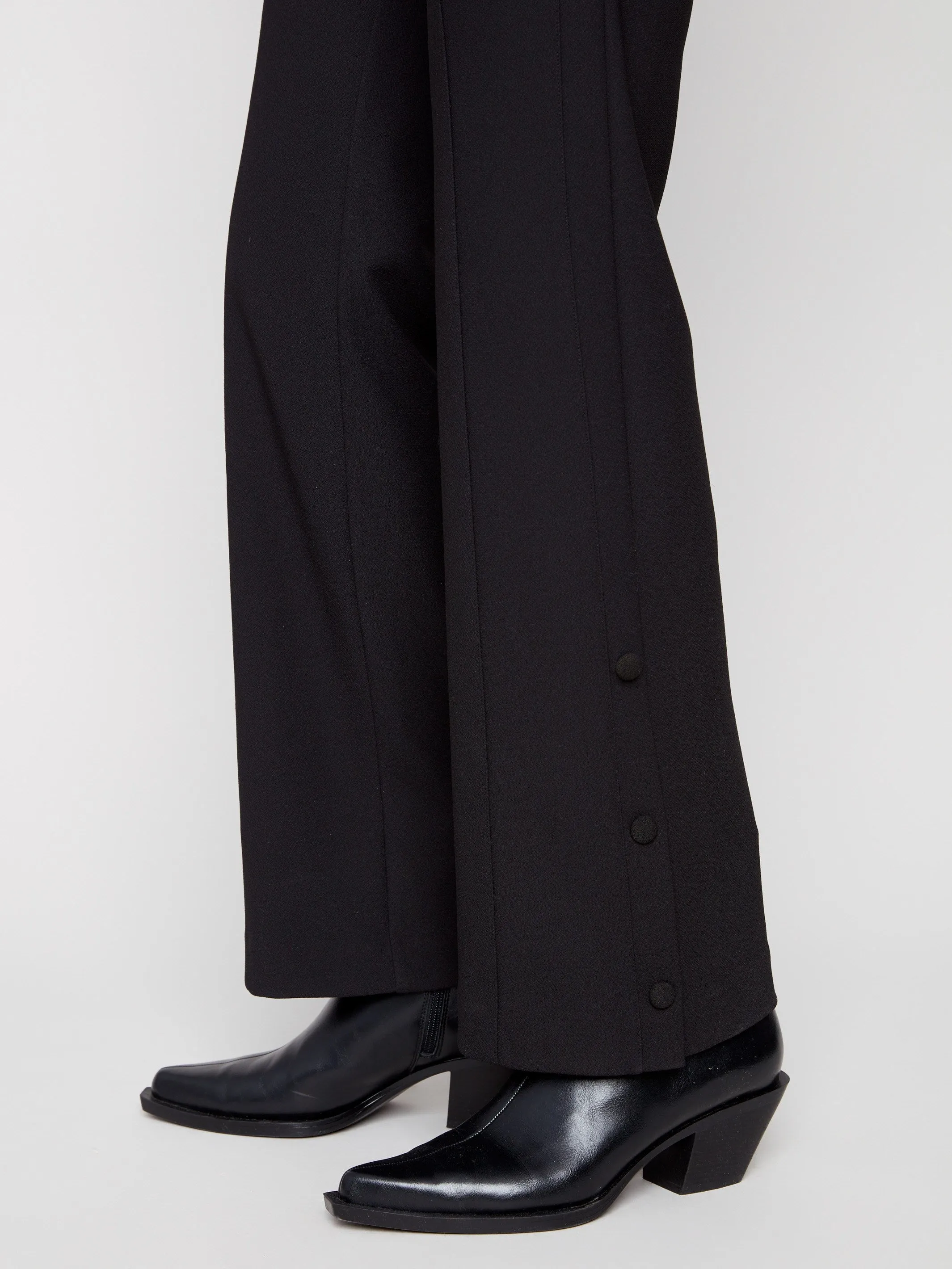 Gutsy Crepe Flare Pants - Black Stain Resistant Chilly Day Wear