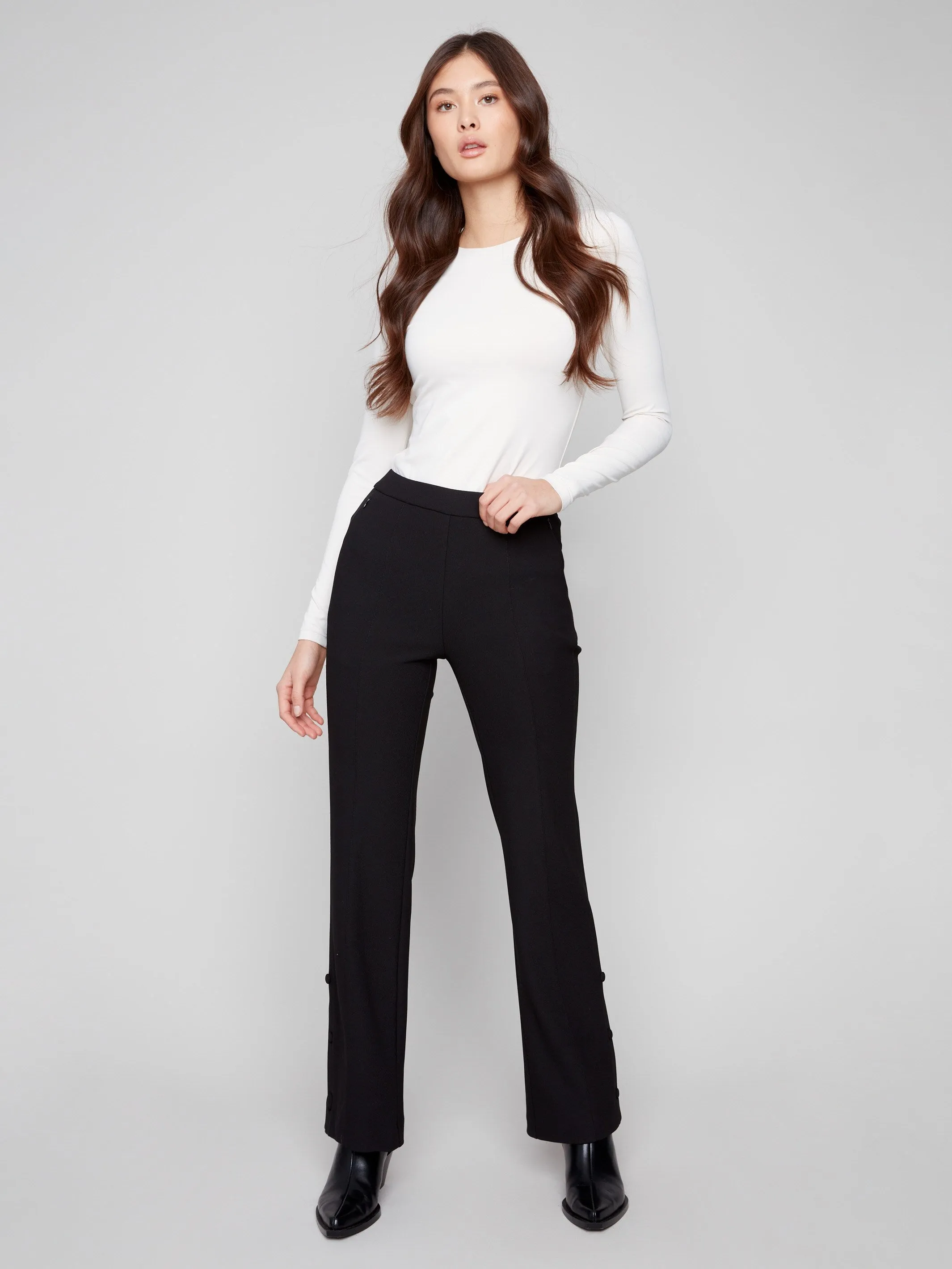 Light Fit Soft Structure Gutsy Crepe Flare Pants - Black