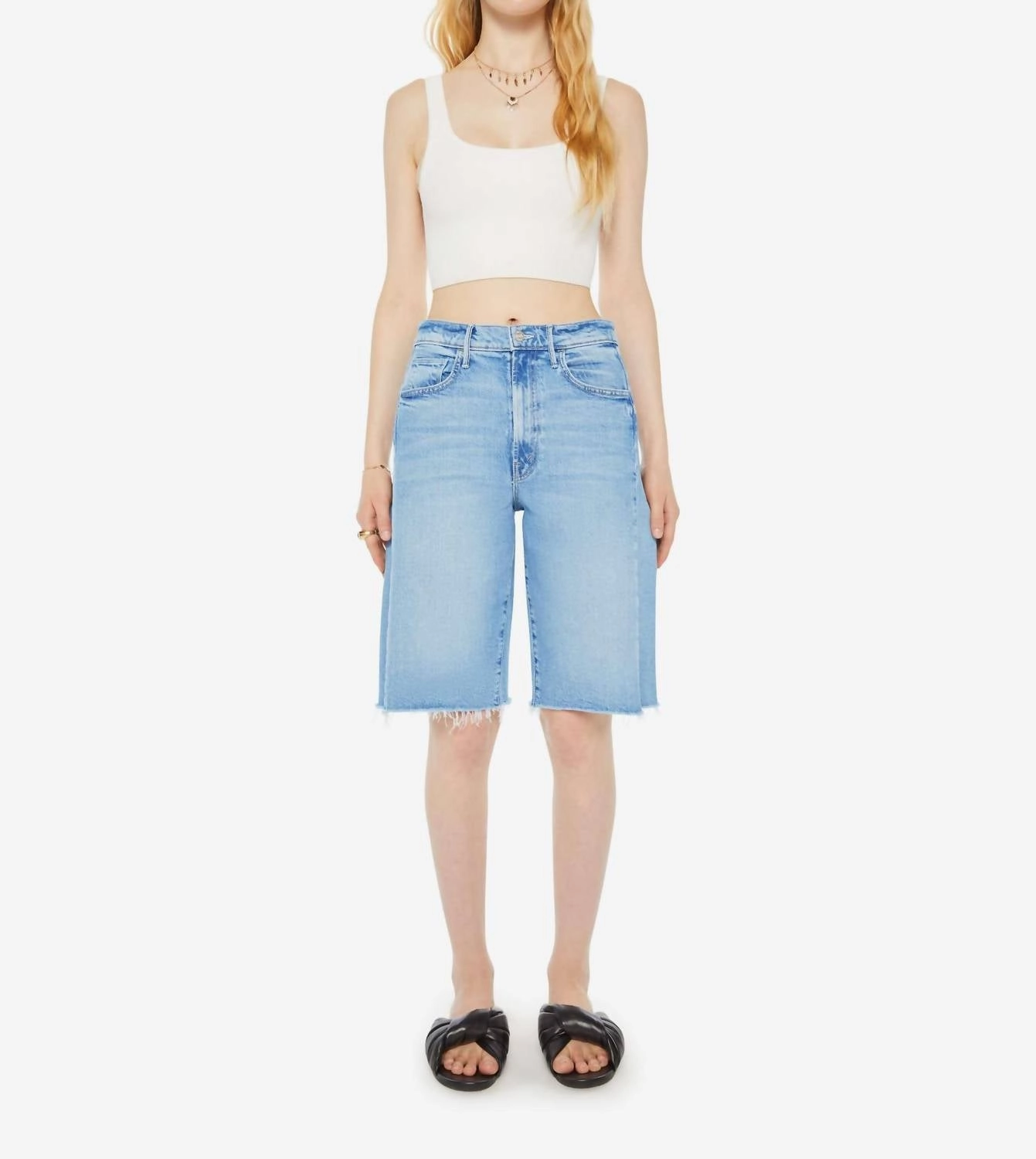 Everyday Style Light Wear Half Pipe Bermuda Fray Shorts In Blue