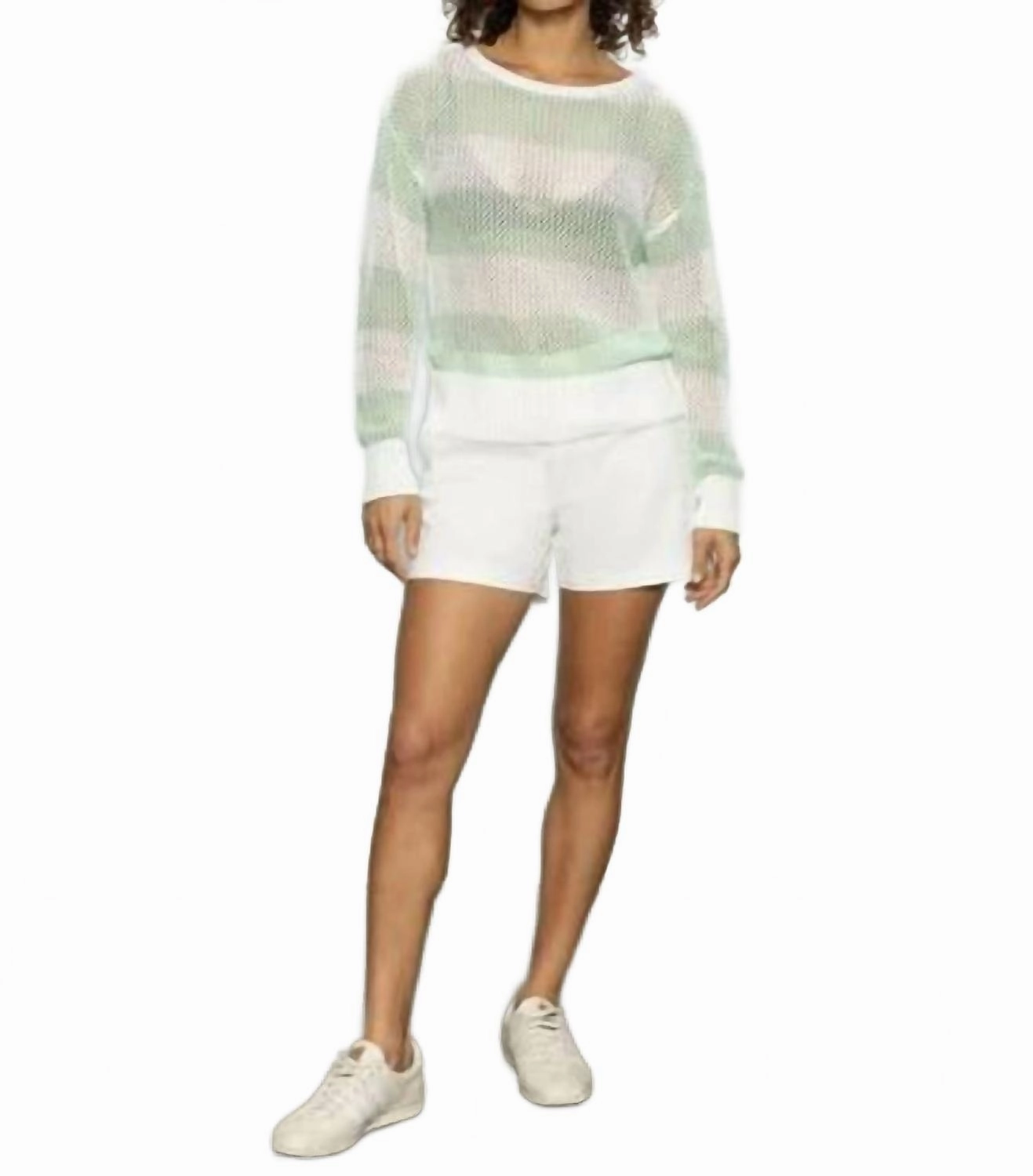 Stretch waistband Haven High Rise Shorts In Bleached White