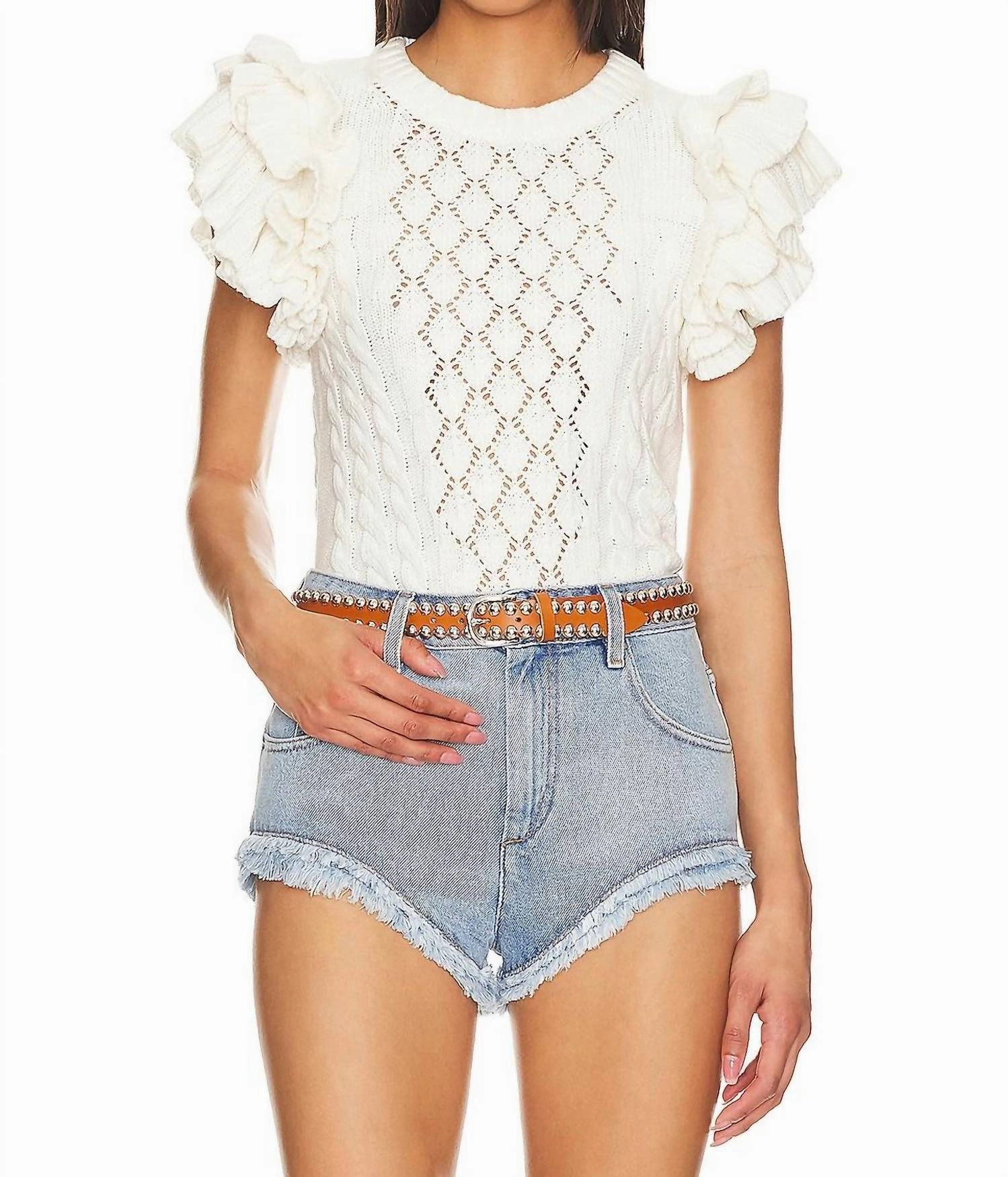 fuzzy texture Hedda Sweater In Ivory