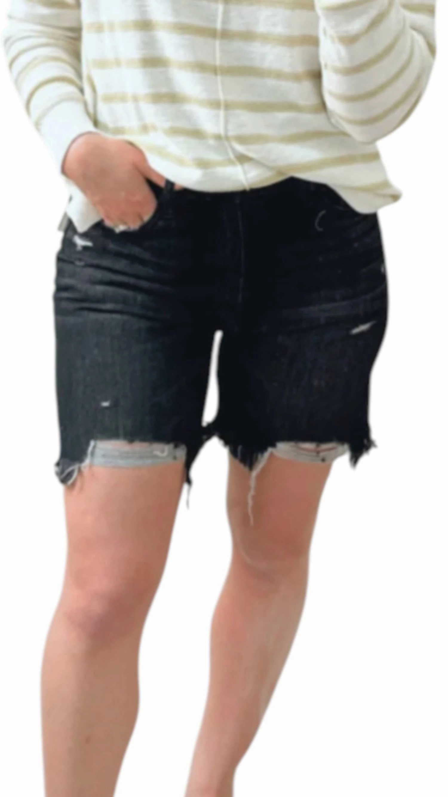 High Rise Hem Detail Shorts In Black All Day Movement Fit
