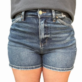 day trip Weightless Travel Design High Waisted Denim Shorts In Medium Wash