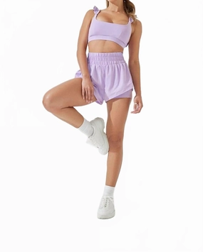 High Waisted Super Short In Digital Lavender rooftop party look Patchwork Design