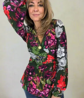 Garden Floral Tie Wrap Blouse Casual Jacket Stylish Tank