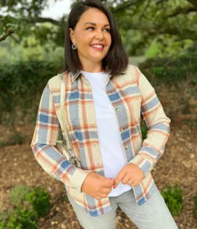 Oatmeal Check Soft Jersey Shirt DurableDoubleLayeredHem DoubleStitched Hem