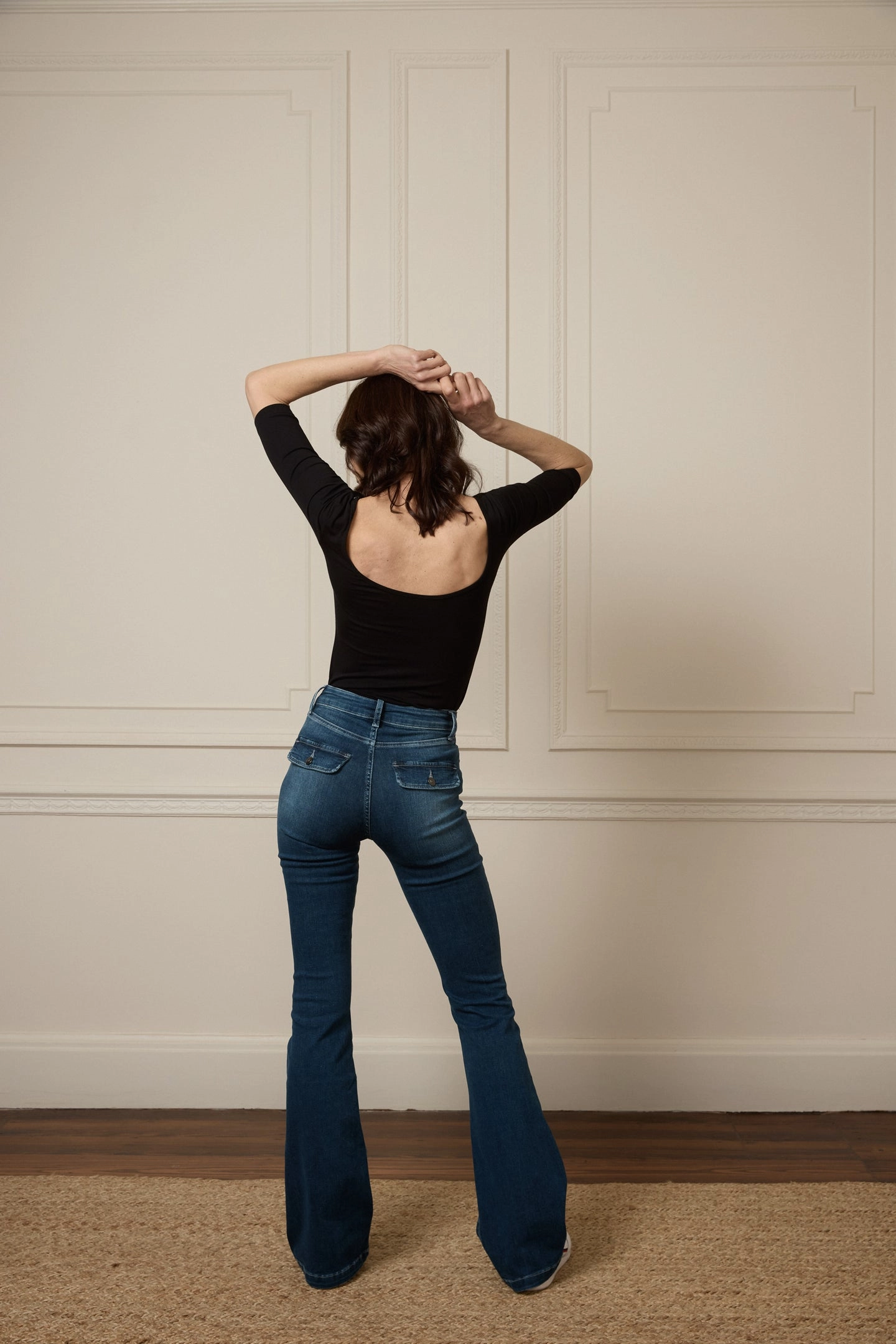 Spring Attire Mid Rise Structure Hope The High Top Patch Pocket Flare - Moody Blues