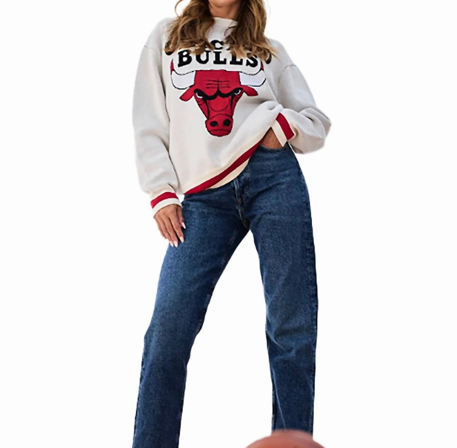 Flexible Neck Opening Thermal Insulation Design Chicago Bulls Sweater In Sugar Swizzle