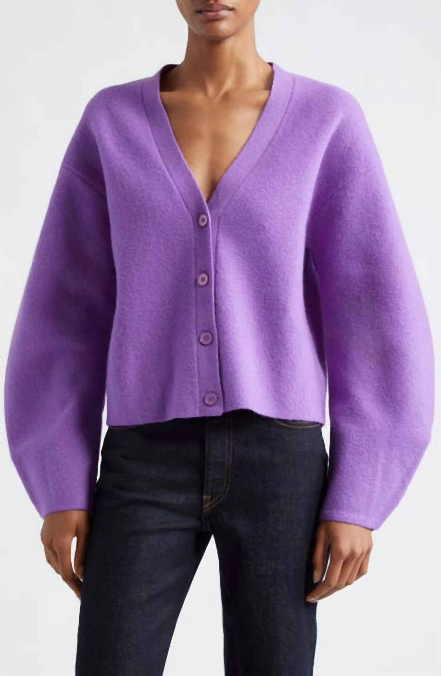 Hadley Cardigan In Orchid Lattice Stitch Pattern Drop Shoulder Cut