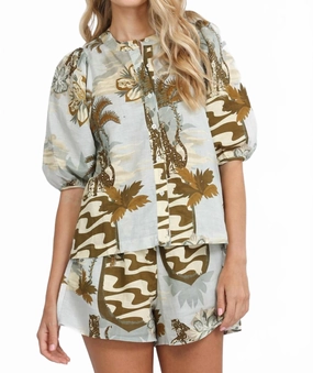 Noise Free Operation Design Festival Outfit Ipanema Print Inspired Short In Fresh Matcha Green