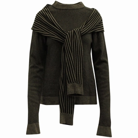 High Density Weave Comfy Knit Outfit Isa Arfen Tie Knot Pull over Sweater in Multicolor Wool