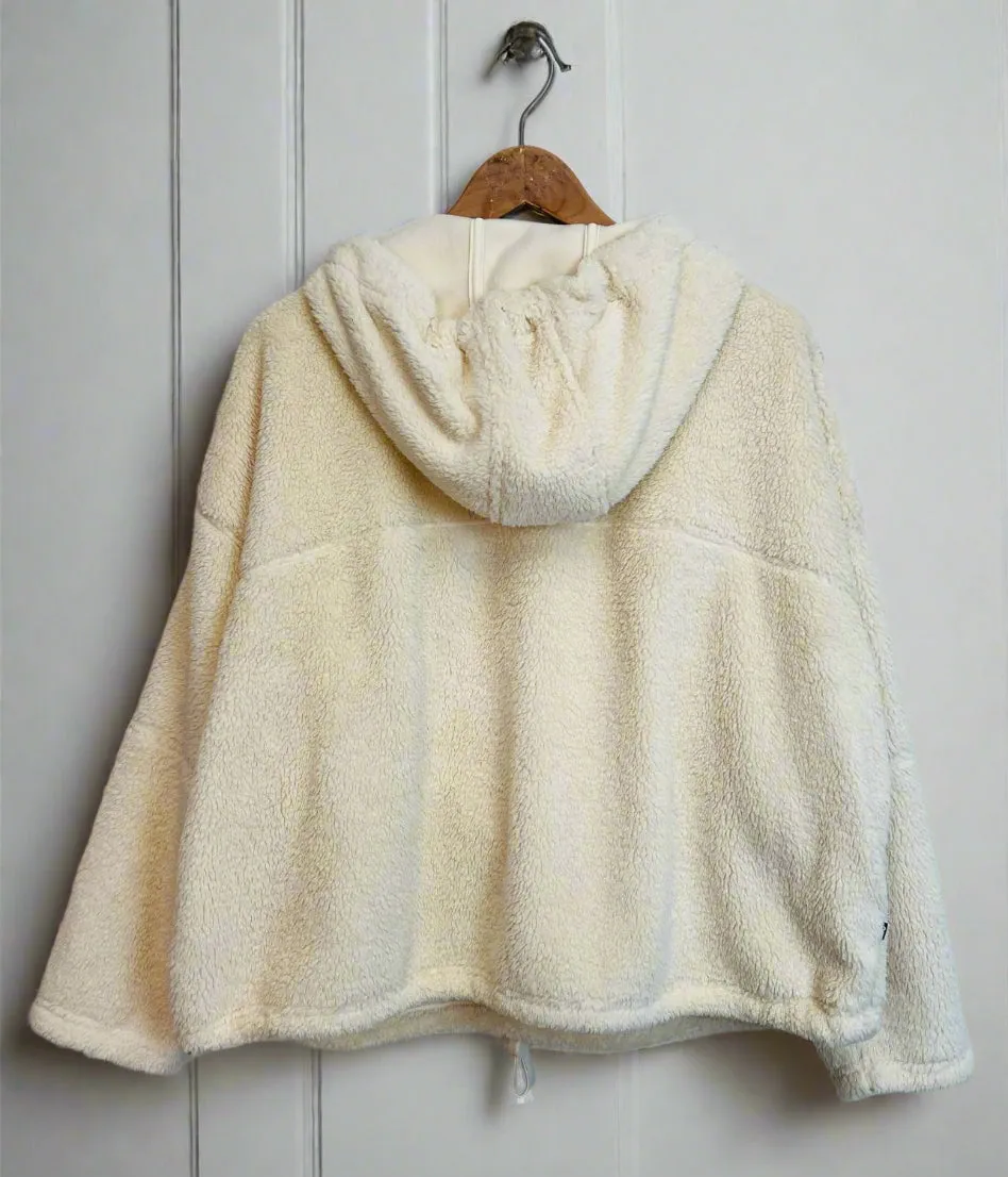 Ivory Soft Touch Borg Fleece Hoodie Compression Gradient