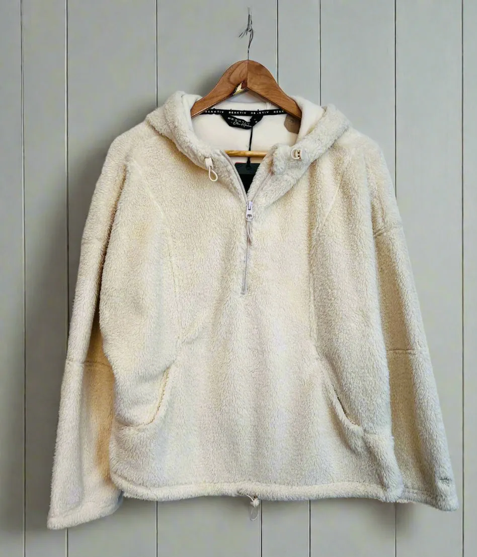 Ivory Soft Touch Borg Fleece Hoodie Non Irritating Seam Finish