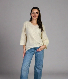 Ivory Maddie Relaxed Jumper Breathable Material