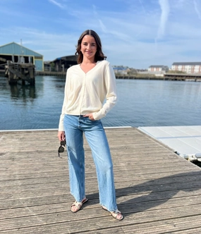 Ivory Merino Wool Cardigan Comfort Flex Ventilated Underarm Design