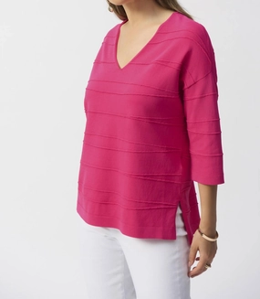 Winter-Ready Knit Jacquard Sweater Knit Pullover In Geranium