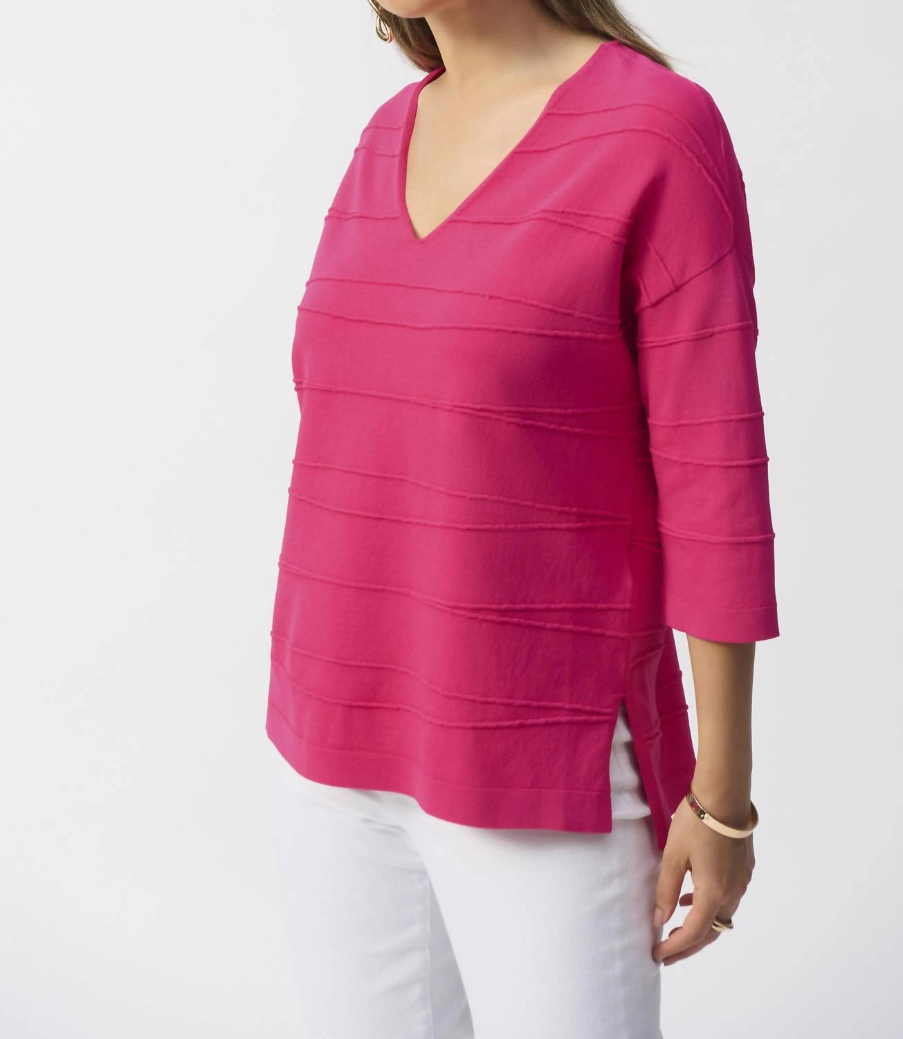 Winter-Ready Knit Jacquard Sweater Knit Pullover In Geranium