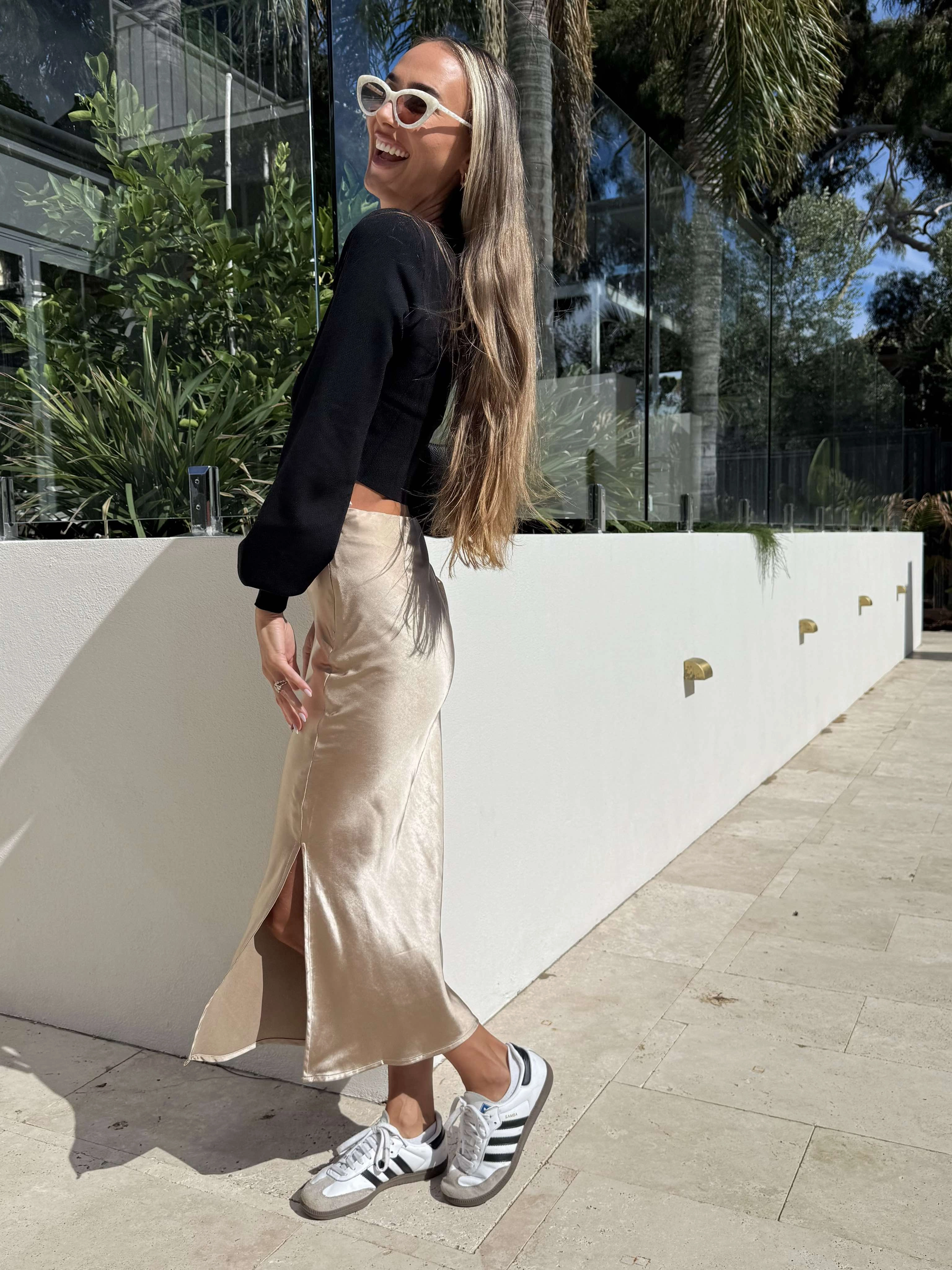 Runway Inspired Two Tone Trim JENSEN SKIRT - CHAMPAIGN