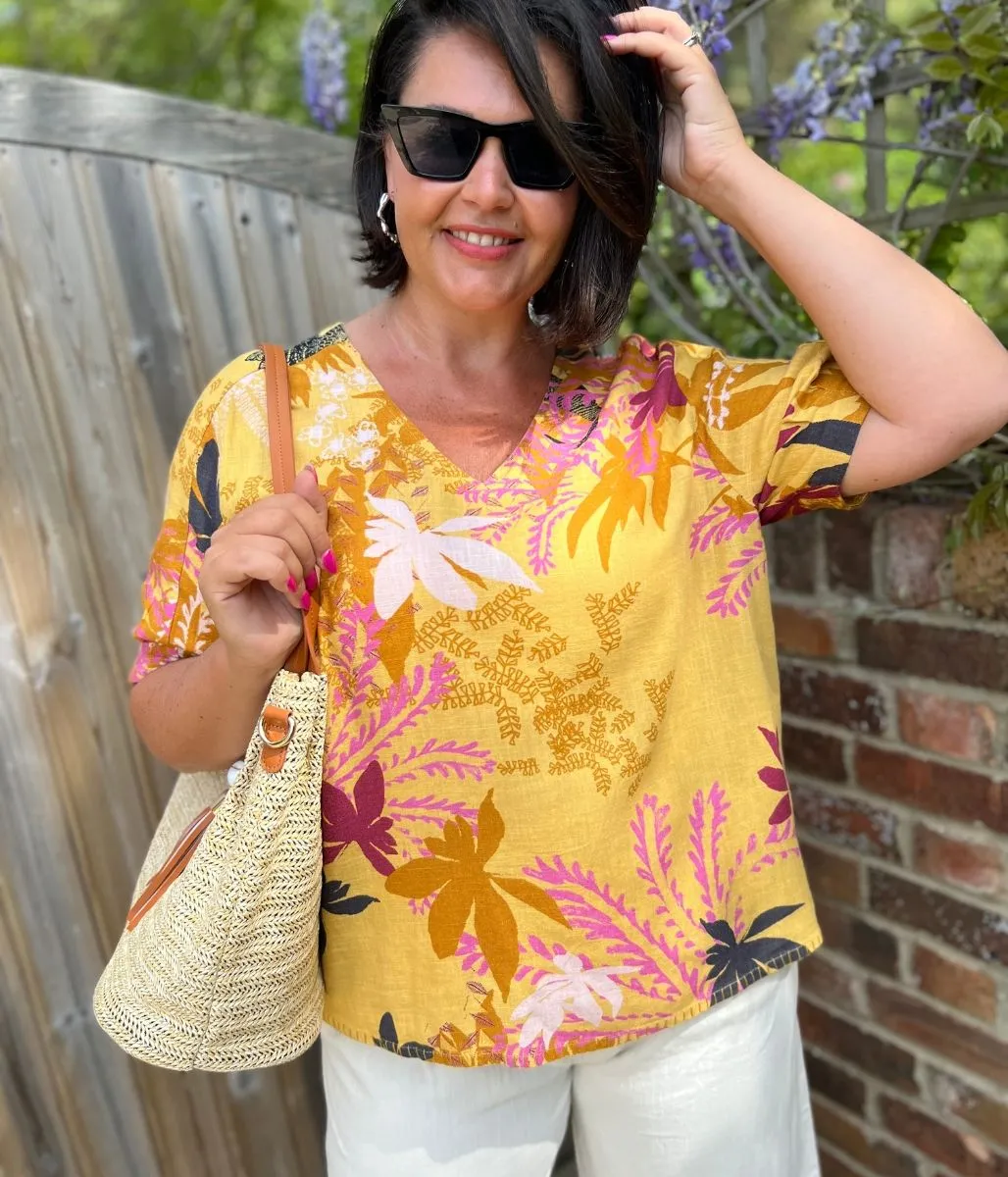 Kate Linen Blend Top Softened Edges