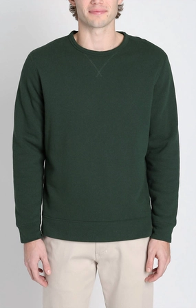Kent Recycled Jacquard Sherpa Lined Crewneck Sweater In Forest Green Trendy Layering