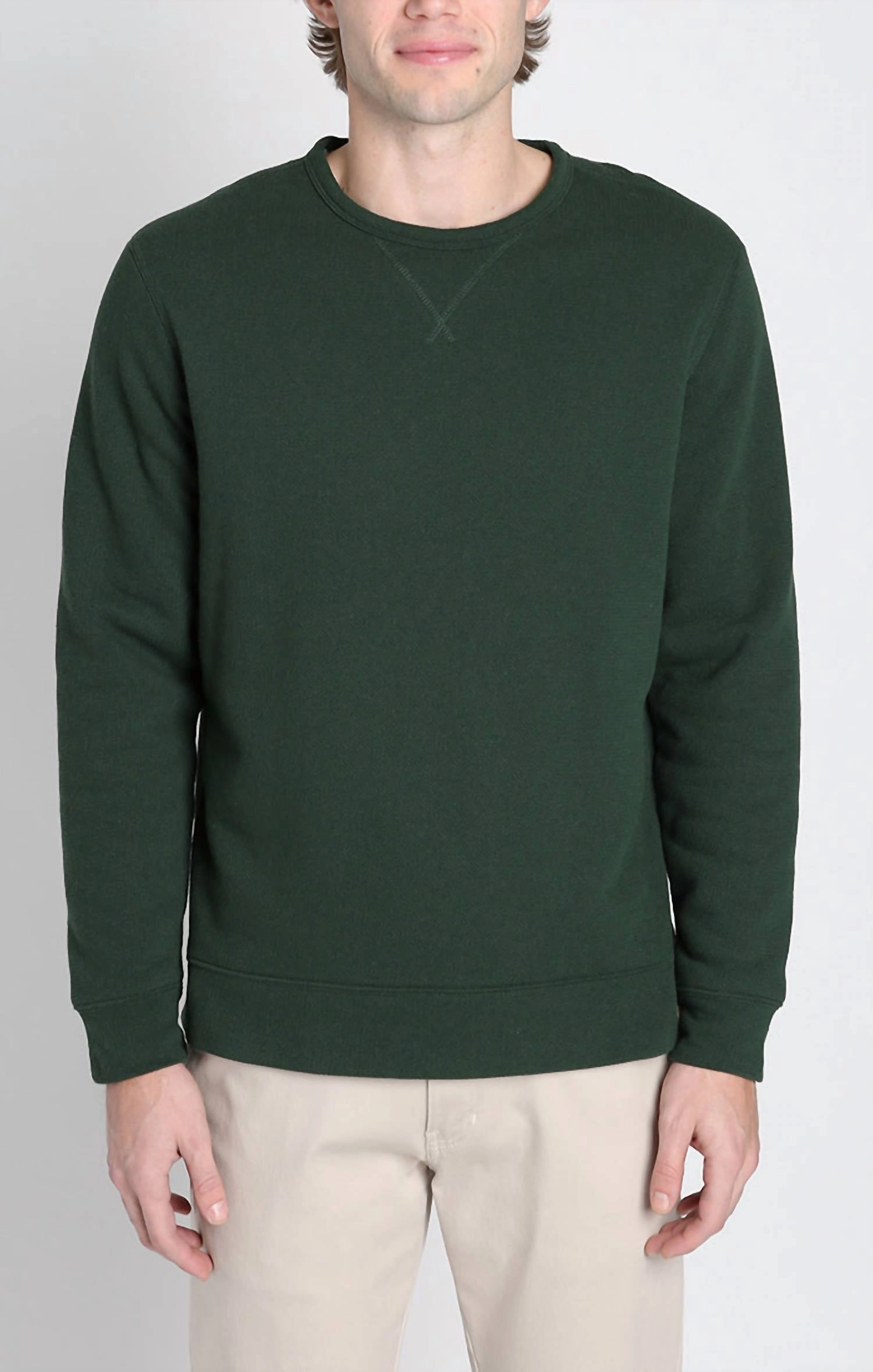 Hypoallergenic Wool Mix Kent Recycled Jacquard Sherpa Lined Crewneck Sweater In Forest Green