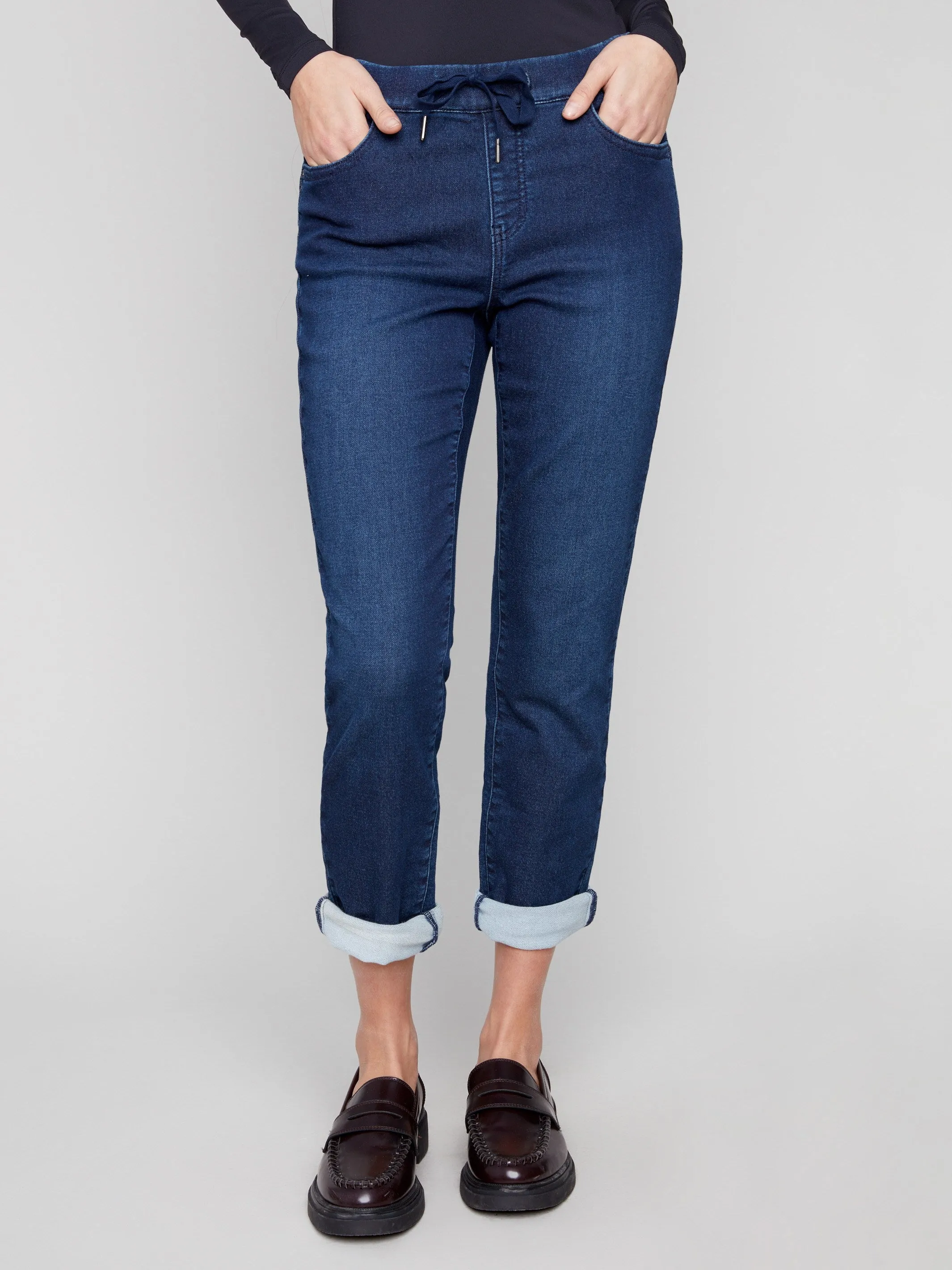 Knit Denim Jogger Pants - Indigo Breathable Stretch Wear