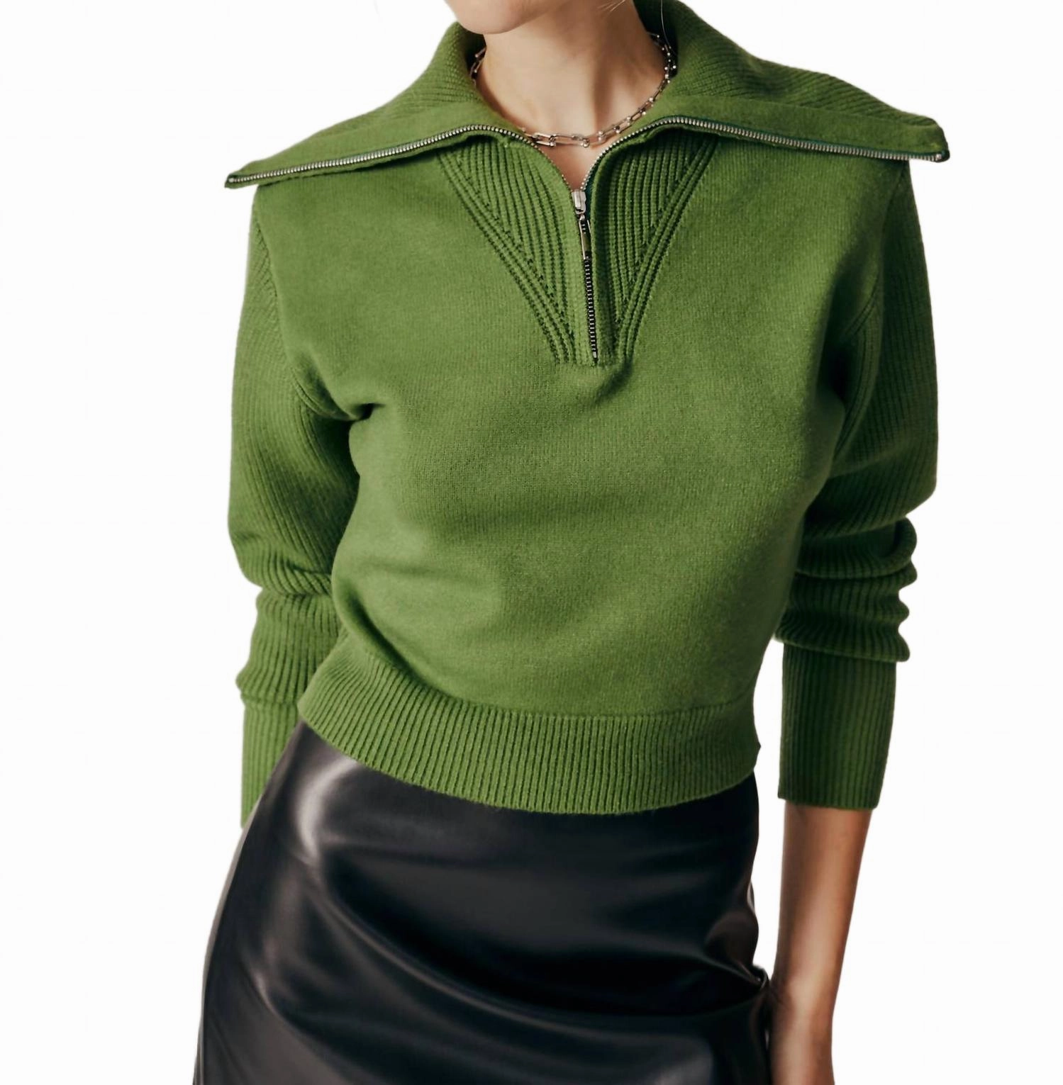 Lobelia Turtleneck Sweater In Basil Green Cozy Fashion