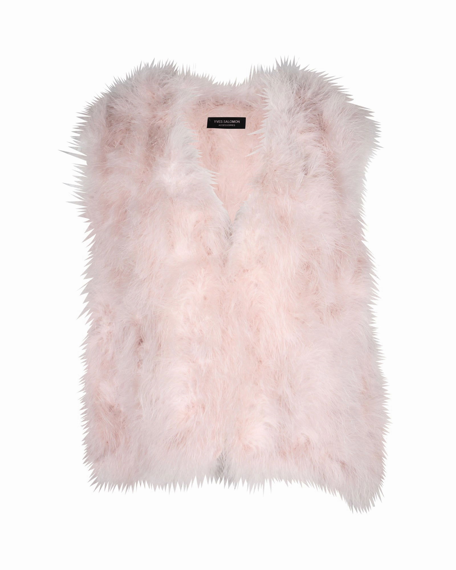 Eco Certified Fabrications Cozy Basics Yves Salomon Turkey Feathered Satin Vest in Pink Polyester