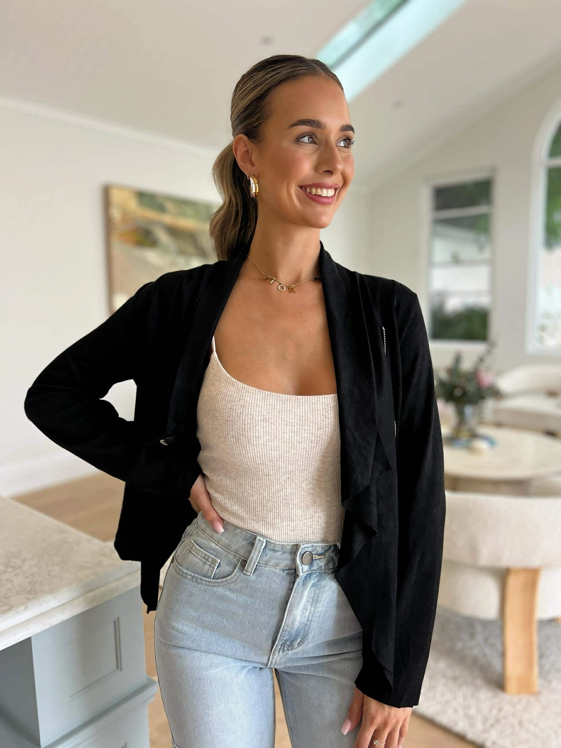 Cozy Texture Ultra Soft Brushed Interior KOSTAS JACKET - BLACK