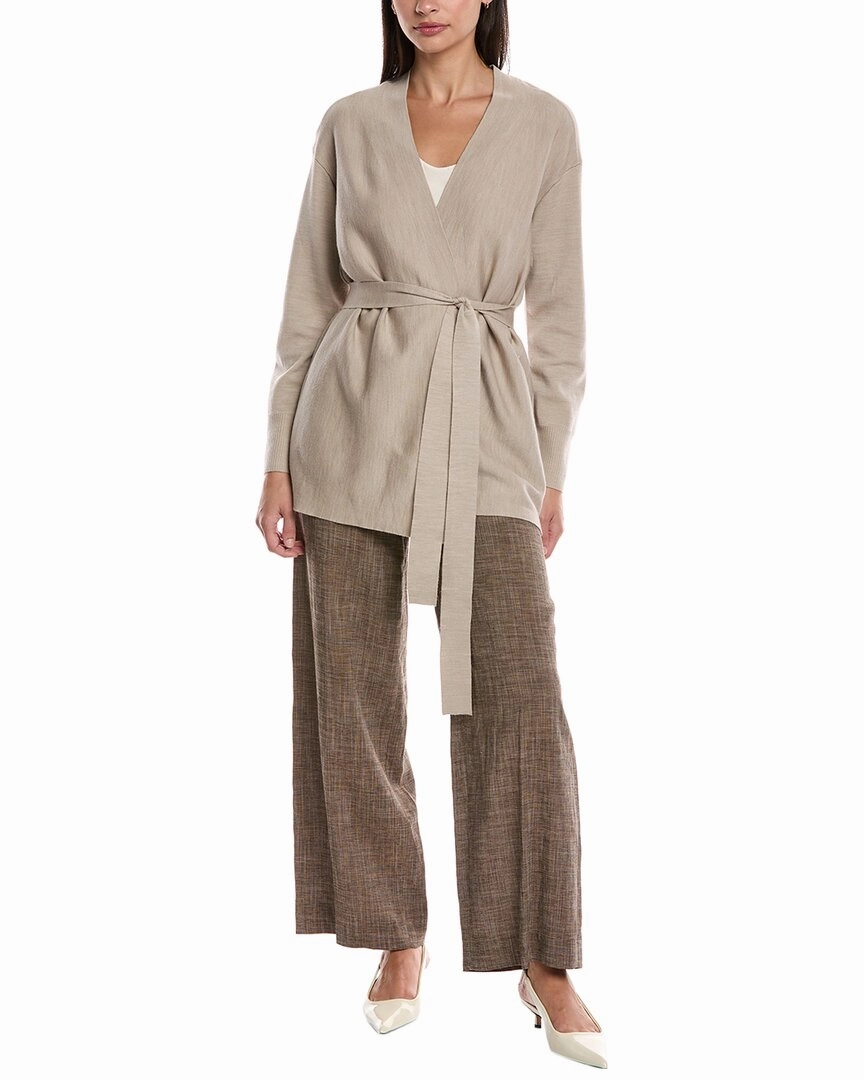 Perfect Wear Lafayette 148 New York Double Knit Belted Wool-Blend Cardigan